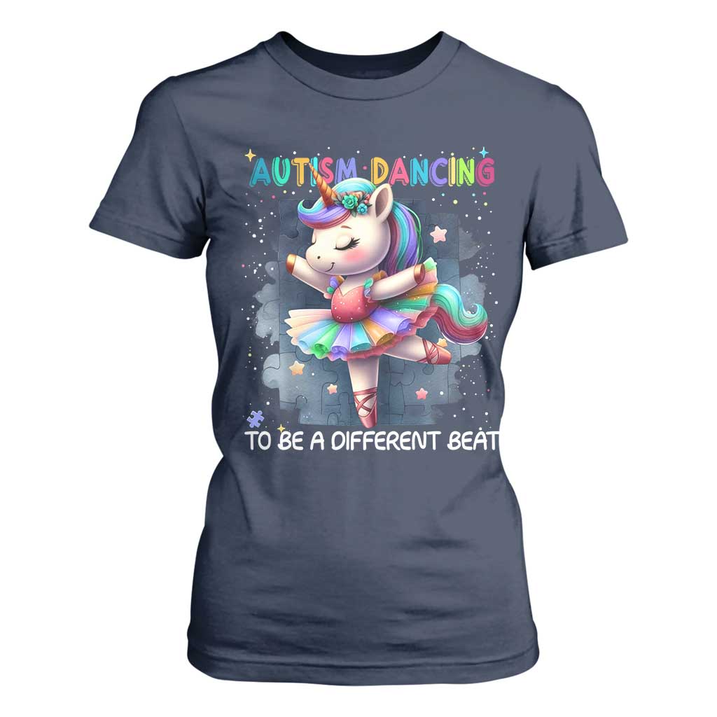 Autism Support Unicorn T Shirt For Women Ballet Dancing To A Different Beat