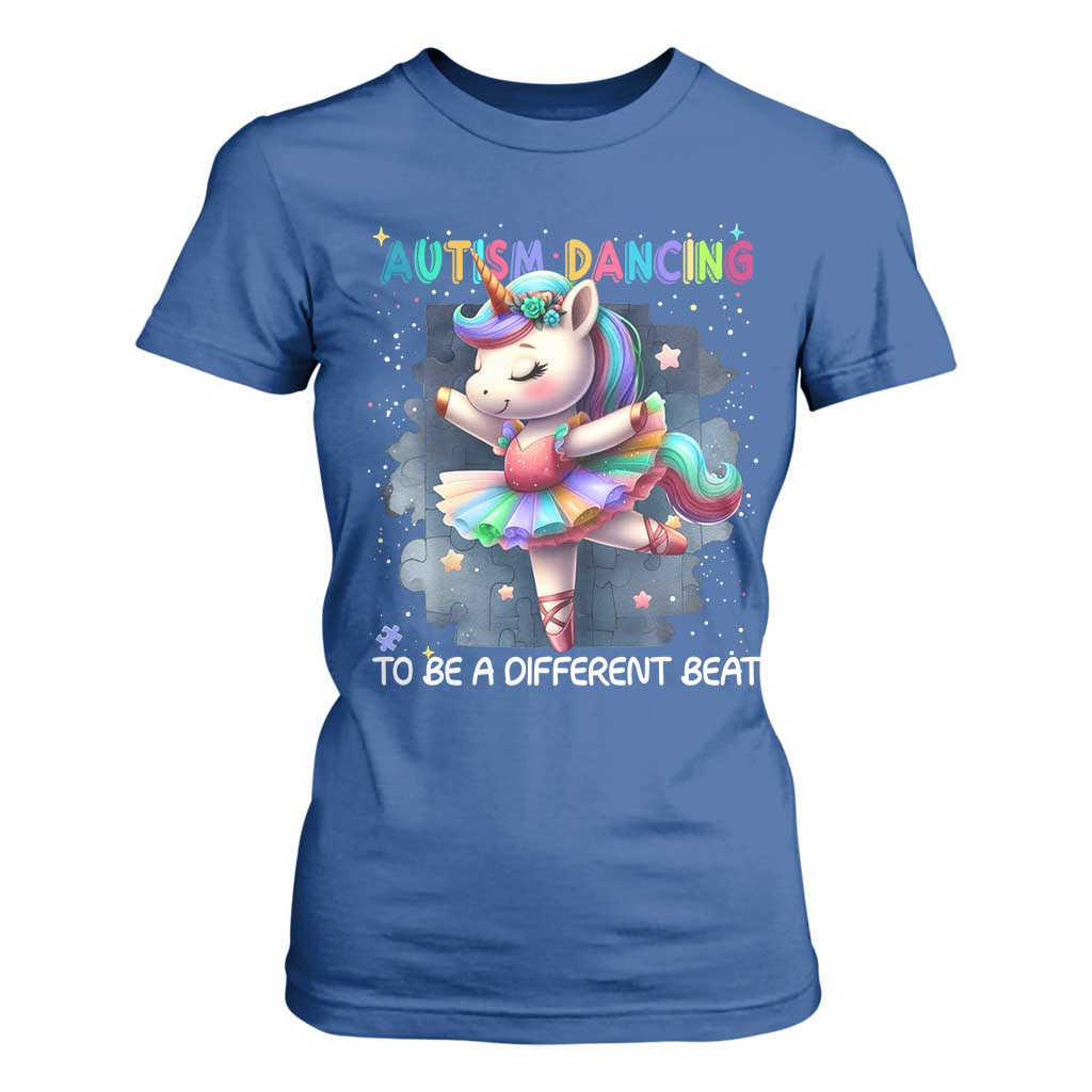 Autism Support Unicorn T Shirt For Women Ballet Dancing To A Different Beat