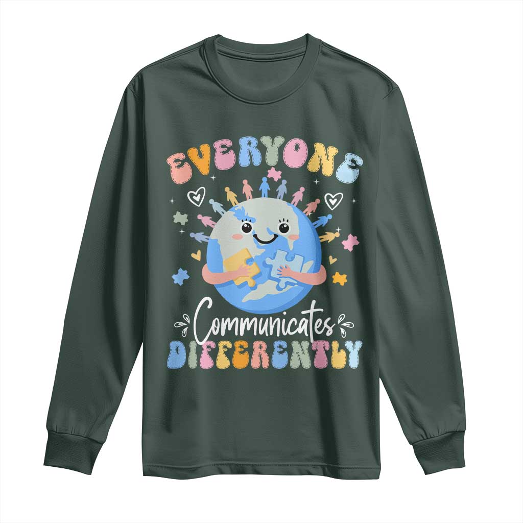Autism Support Sped Teacher Long Sleeve Shirt Everyone Communicates Differently