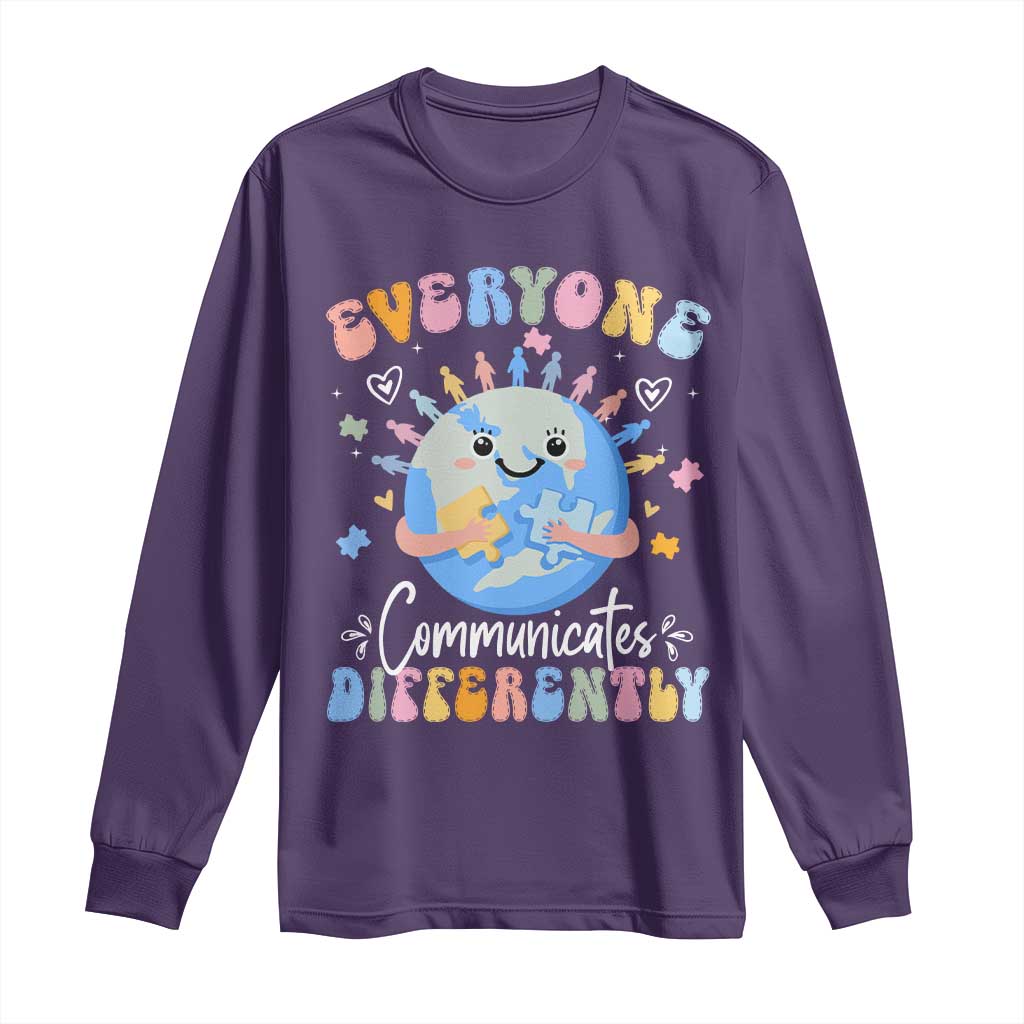 Autism Support Sped Teacher Long Sleeve Shirt Everyone Communicates Differently