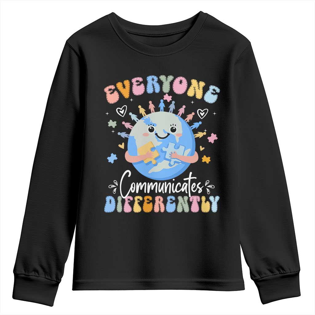 Autism Support Sped Teacher Youth Sweatshirt Everyone Communicates Differently