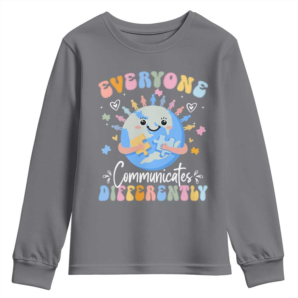 Autism Support Sped Teacher Youth Sweatshirt Everyone Communicates Differently