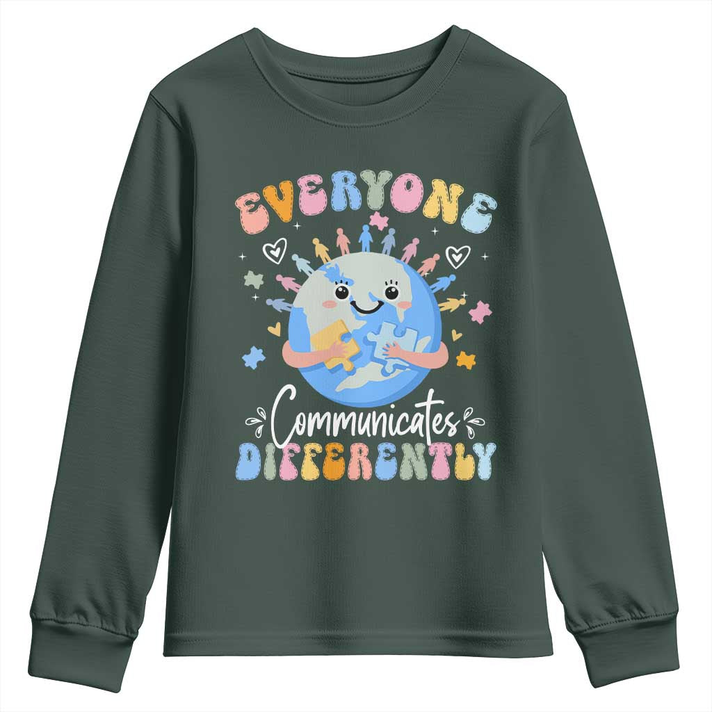 Autism Support Sped Teacher Youth Sweatshirt Everyone Communicates Differently
