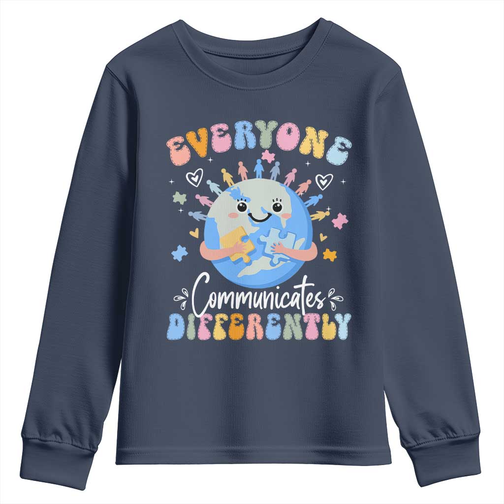 Autism Support Sped Teacher Youth Sweatshirt Everyone Communicates Differently