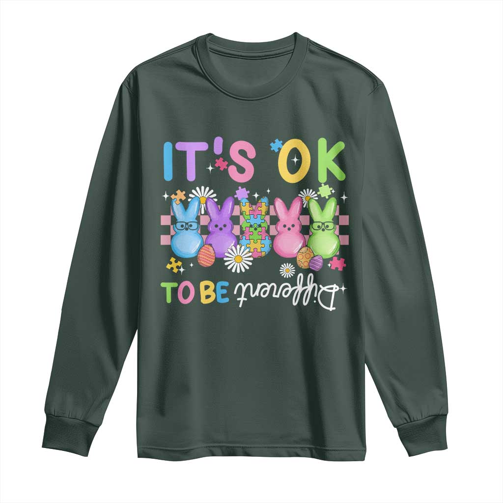 It’s Okay To Be Different Long Sleeve Shirt Bunny Puzzle Autism Support Easter