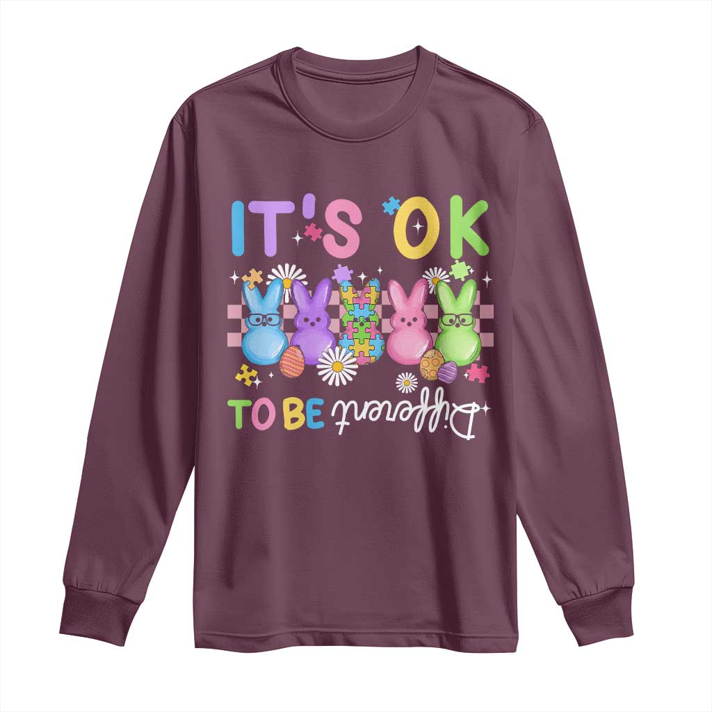 It’s Okay To Be Different Long Sleeve Shirt Bunny Puzzle Autism Support Easter