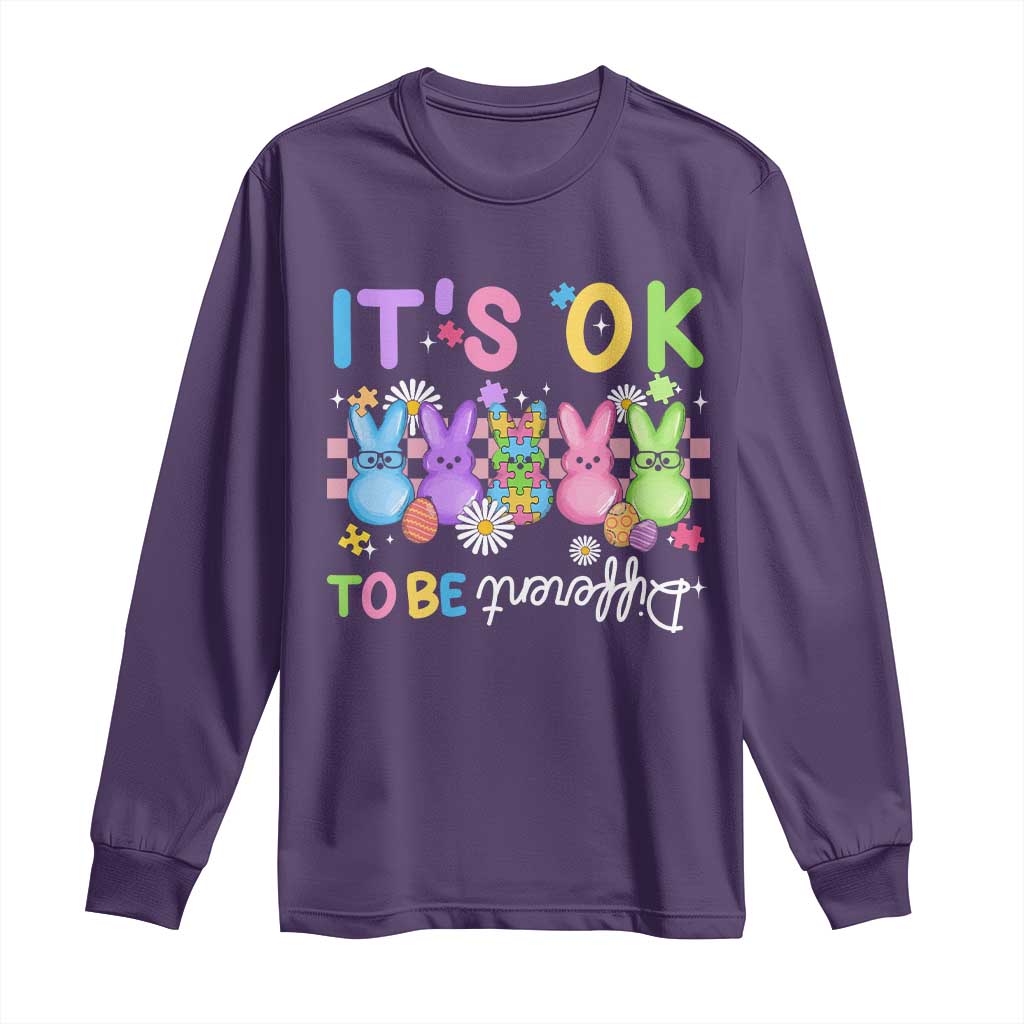 It’s Okay To Be Different Long Sleeve Shirt Bunny Puzzle Autism Support Easter