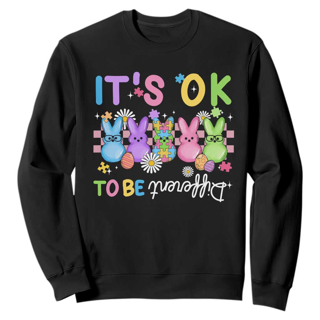 It’s Okay To Be Different Sweatshirt Bunny Puzzle Autism Support Easter