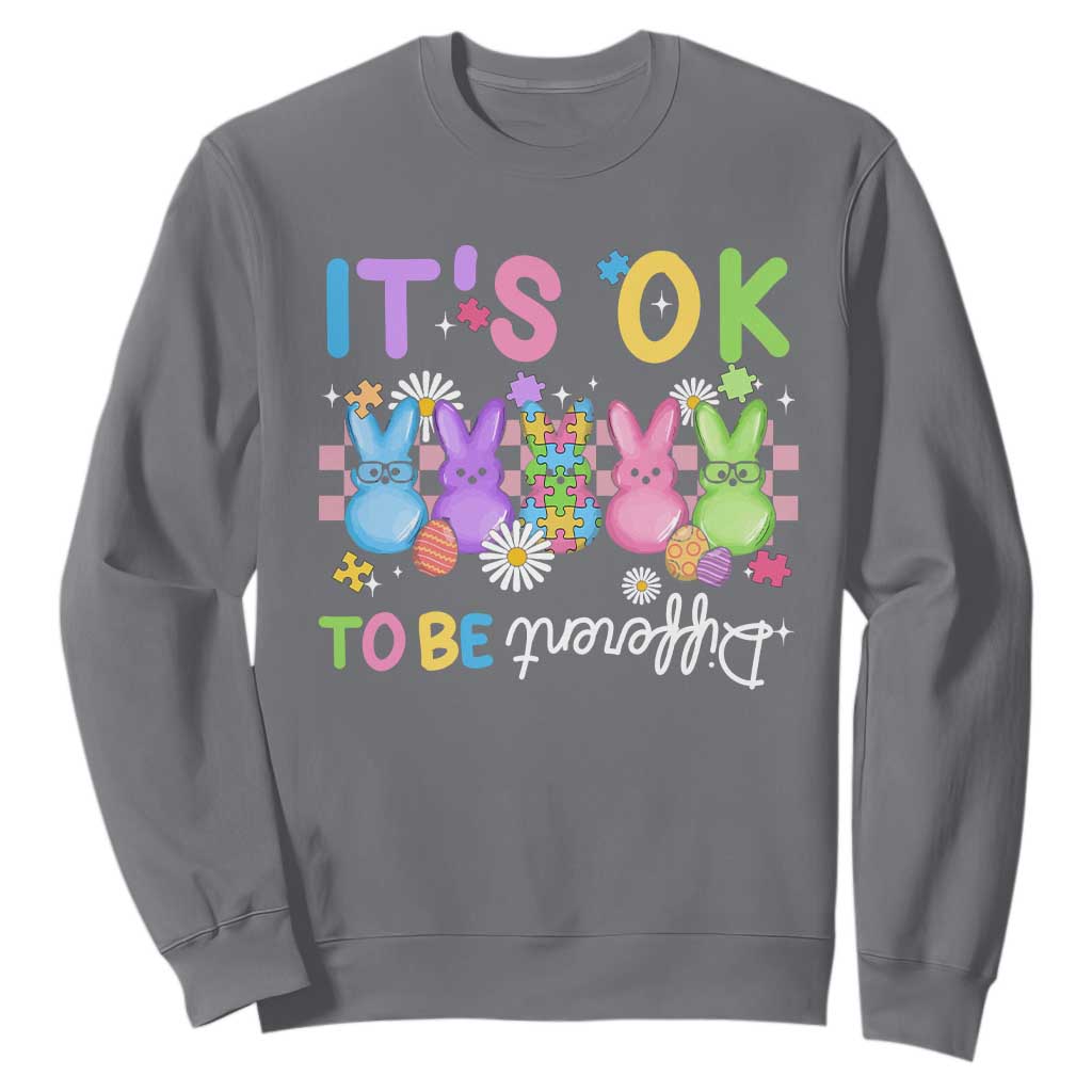 It’s Okay To Be Different Sweatshirt Bunny Puzzle Autism Support Easter