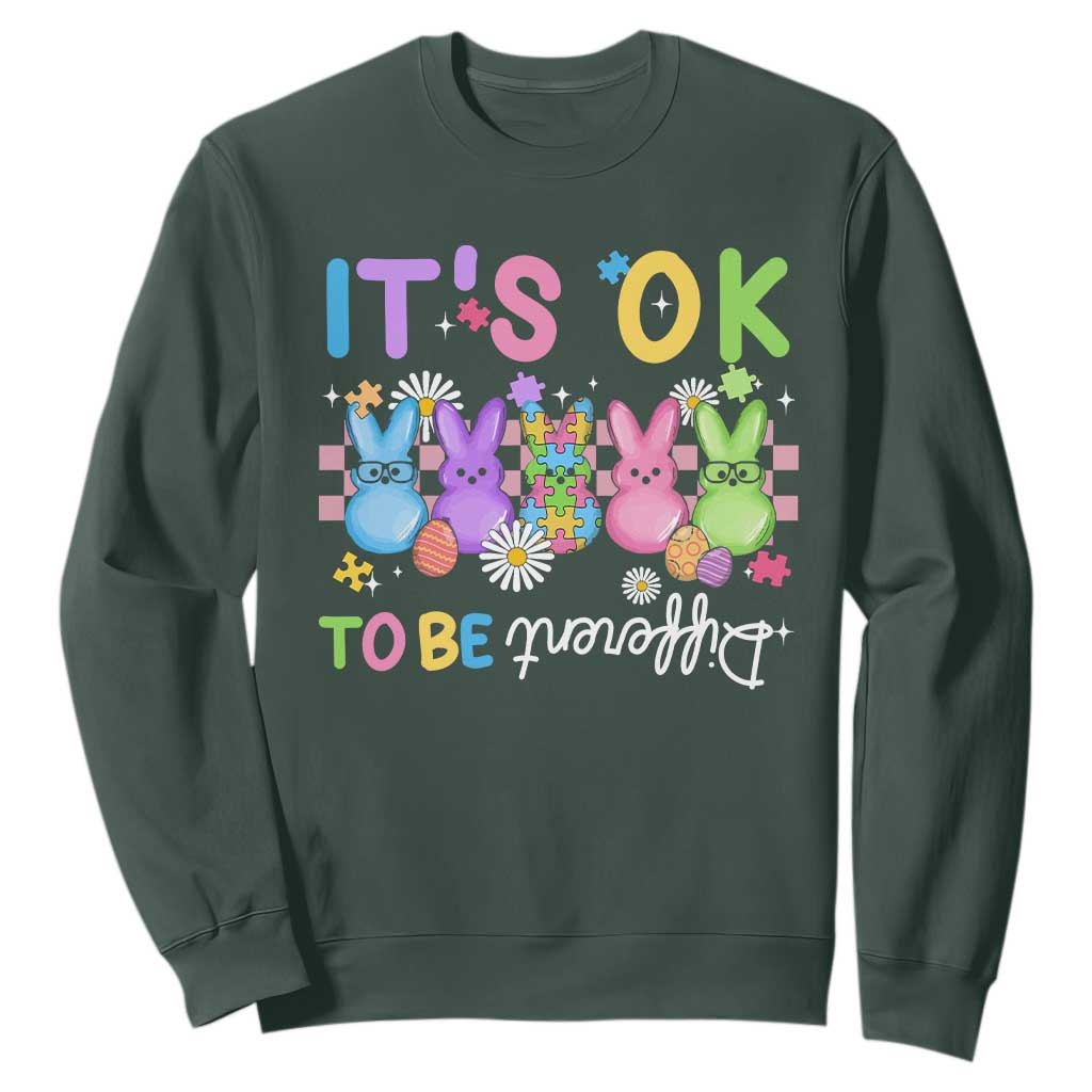 It’s Okay To Be Different Sweatshirt Bunny Puzzle Autism Support Easter
