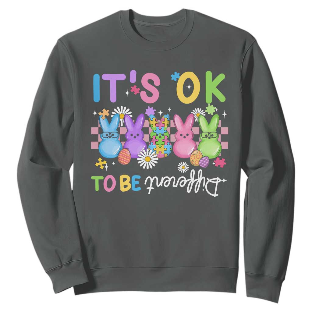 It’s Okay To Be Different Sweatshirt Bunny Puzzle Autism Support Easter