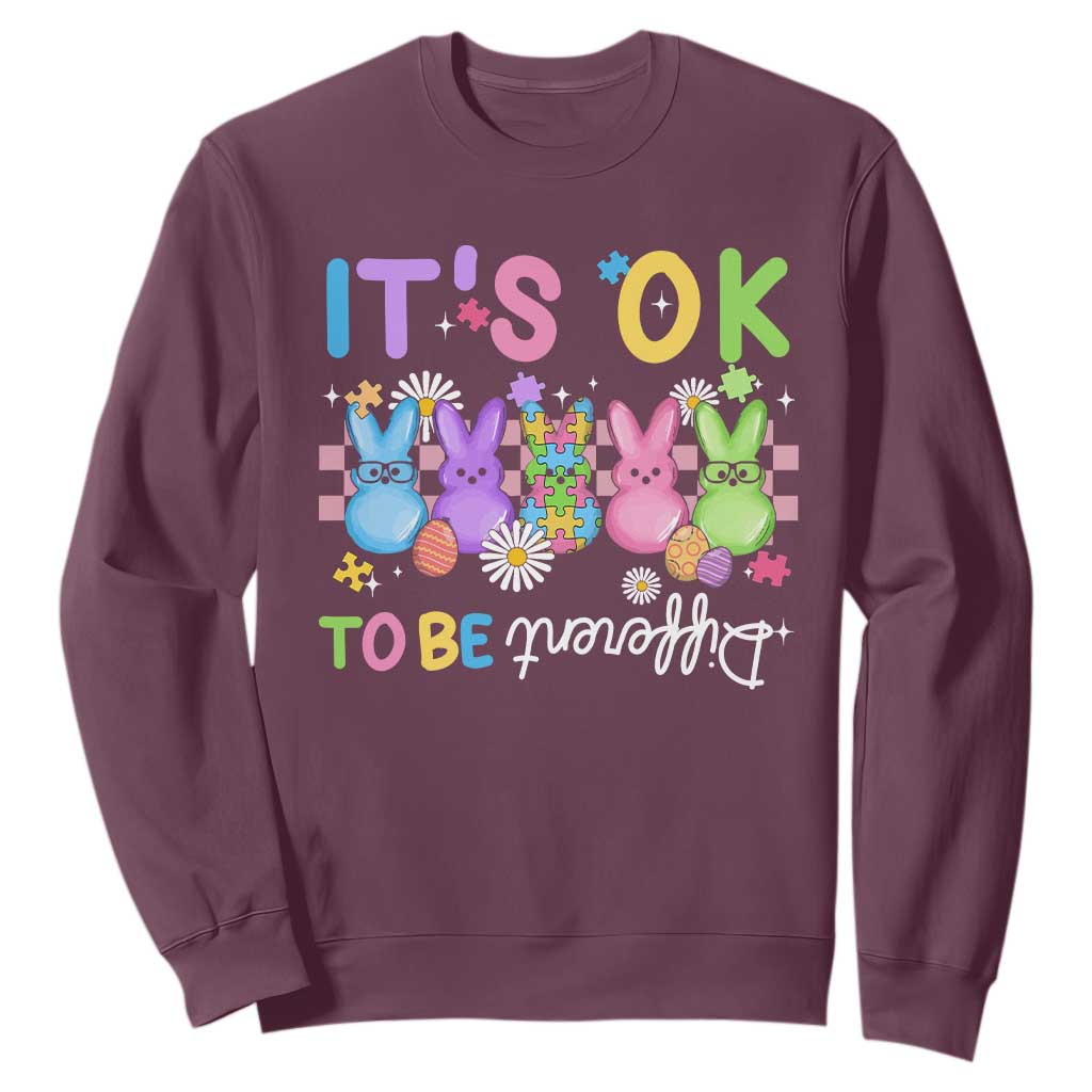 It’s Okay To Be Different Sweatshirt Bunny Puzzle Autism Support Easter