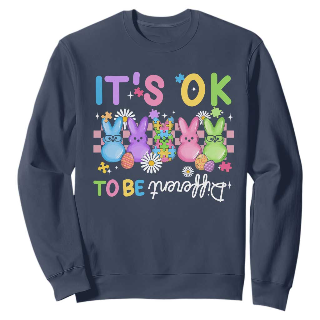 It’s Okay To Be Different Sweatshirt Bunny Puzzle Autism Support Easter