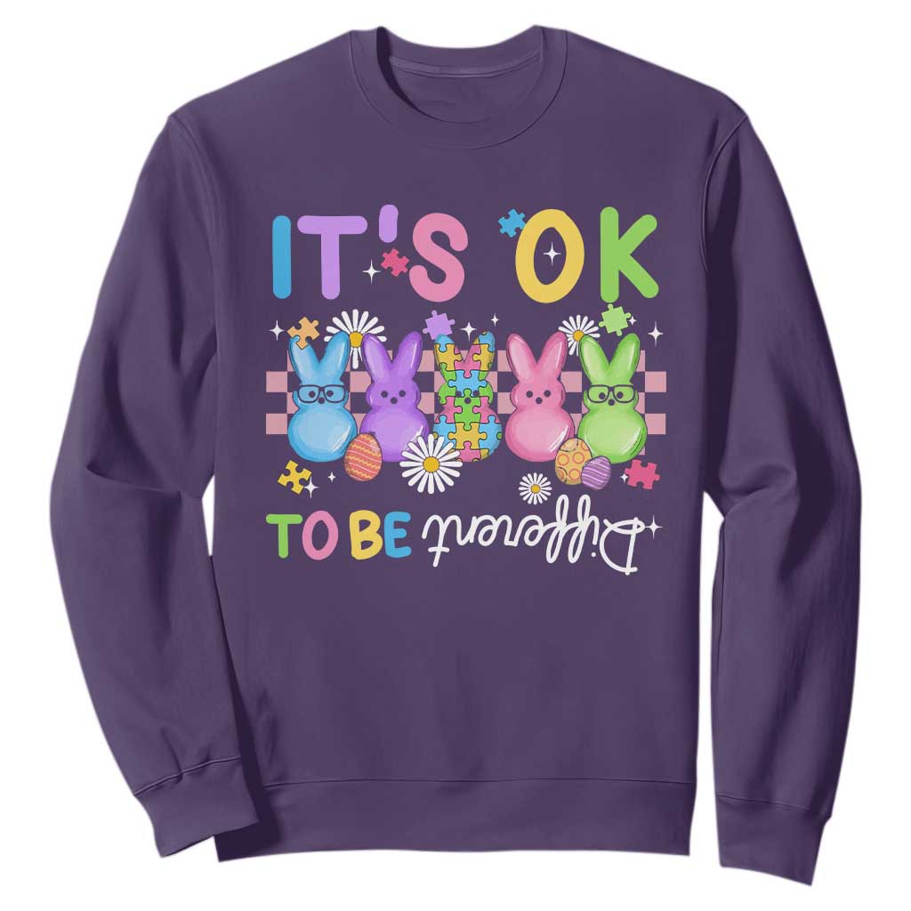 It’s Okay To Be Different Sweatshirt Bunny Puzzle Autism Support Easter