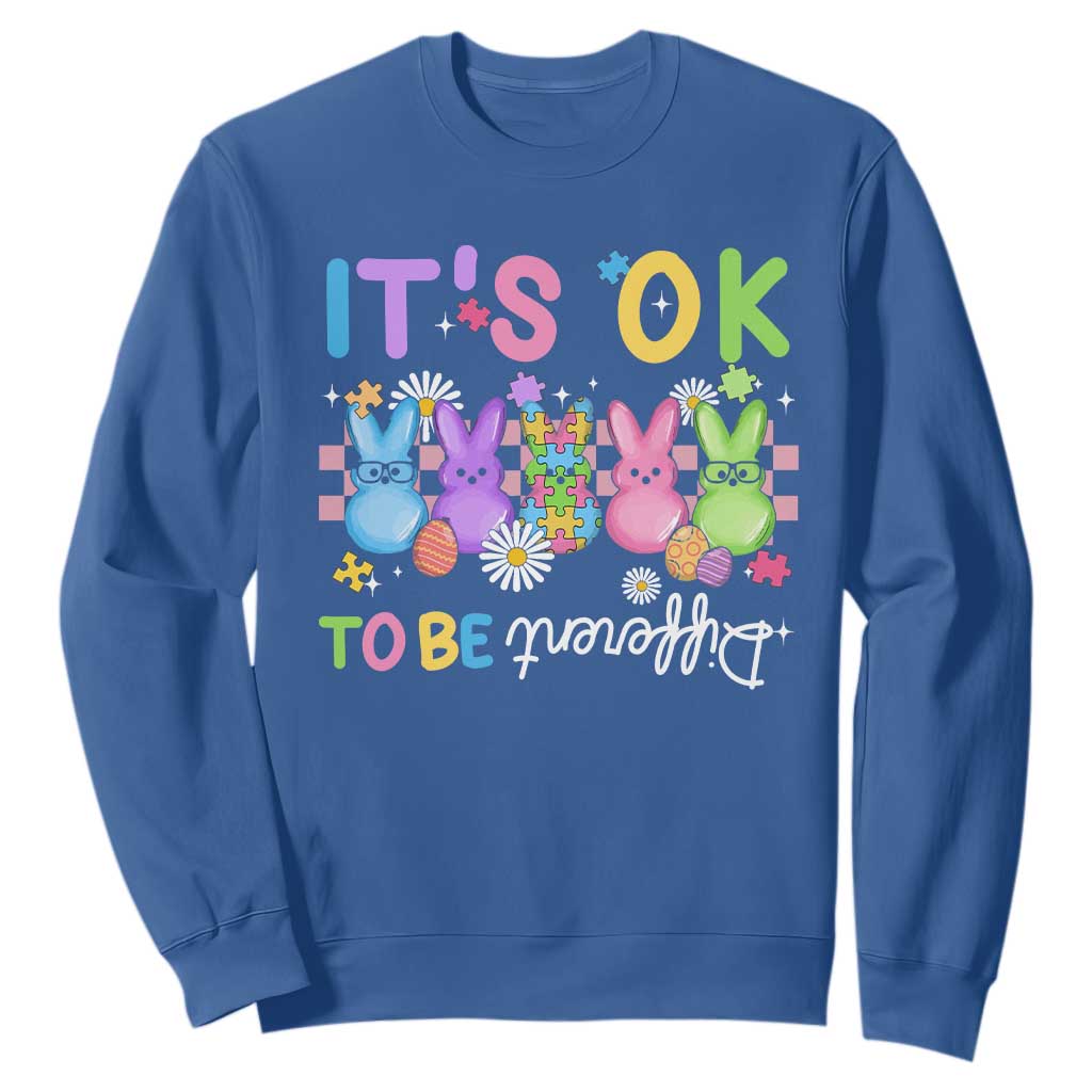 It’s Okay To Be Different Sweatshirt Bunny Puzzle Autism Support Easter
