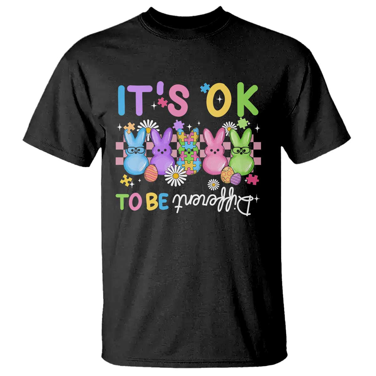 It’s Okay To Be Different T Shirt Bunny Puzzle Autism Support Easter