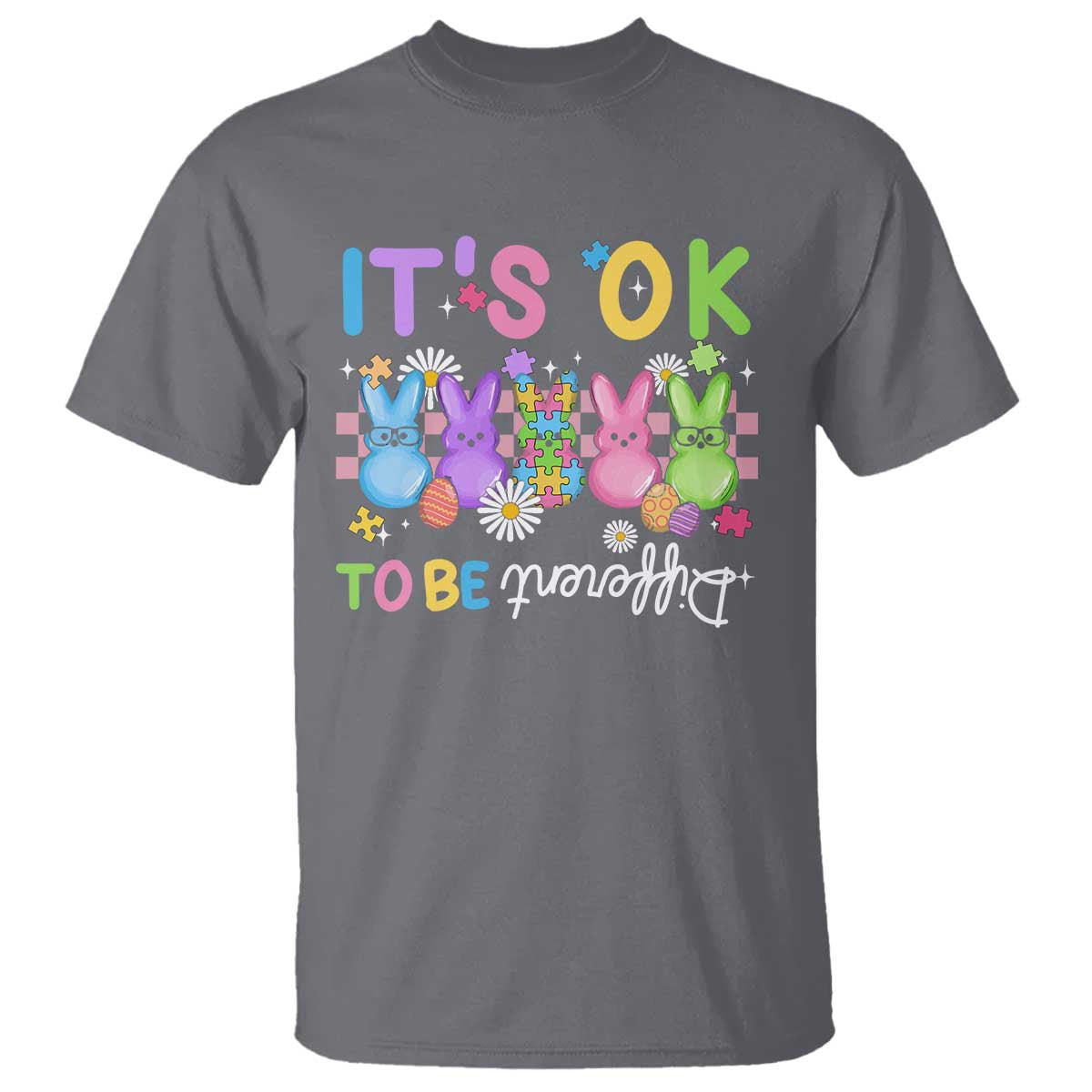 It’s Okay To Be Different T Shirt Bunny Puzzle Autism Support Easter