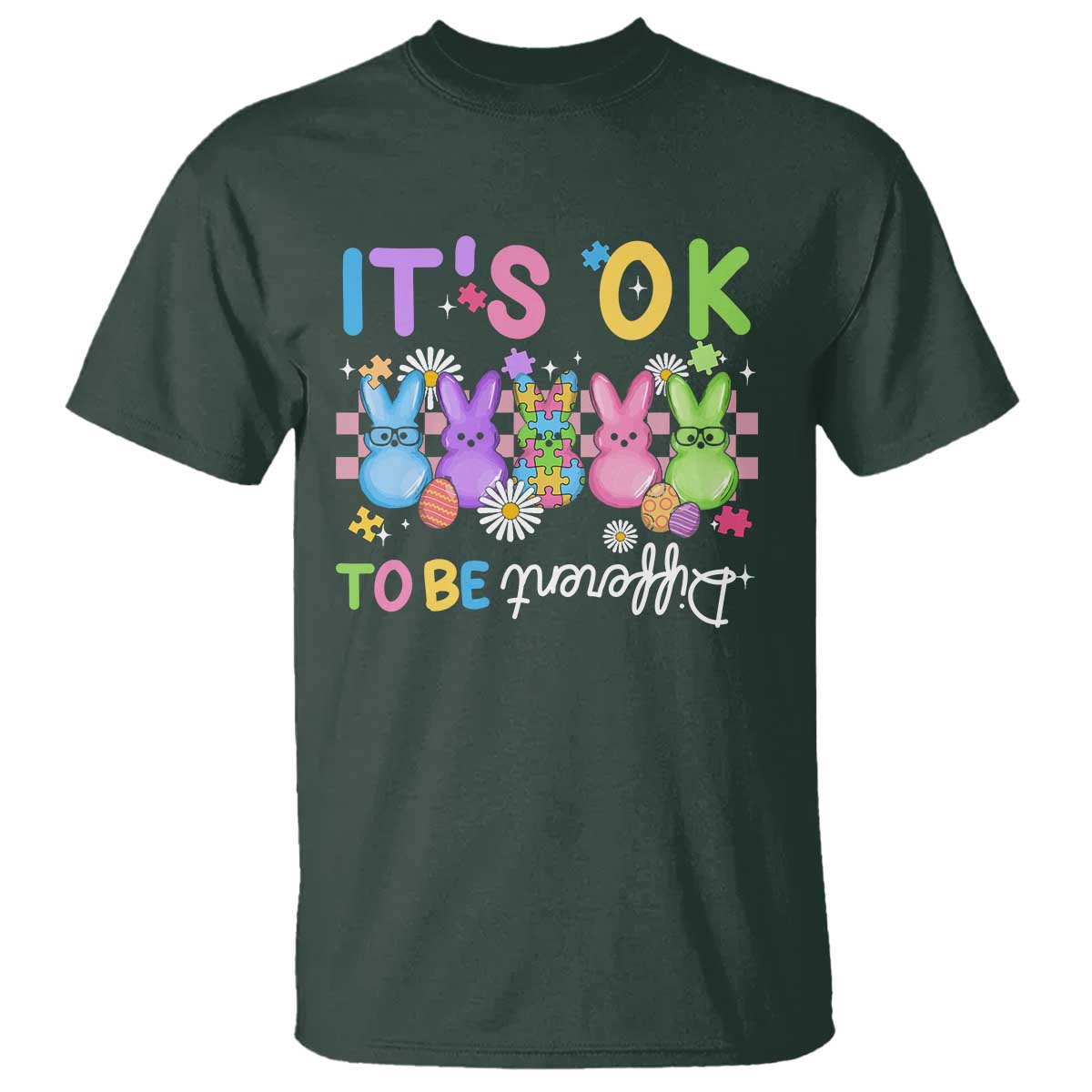 It’s Okay To Be Different T Shirt Bunny Puzzle Autism Support Easter