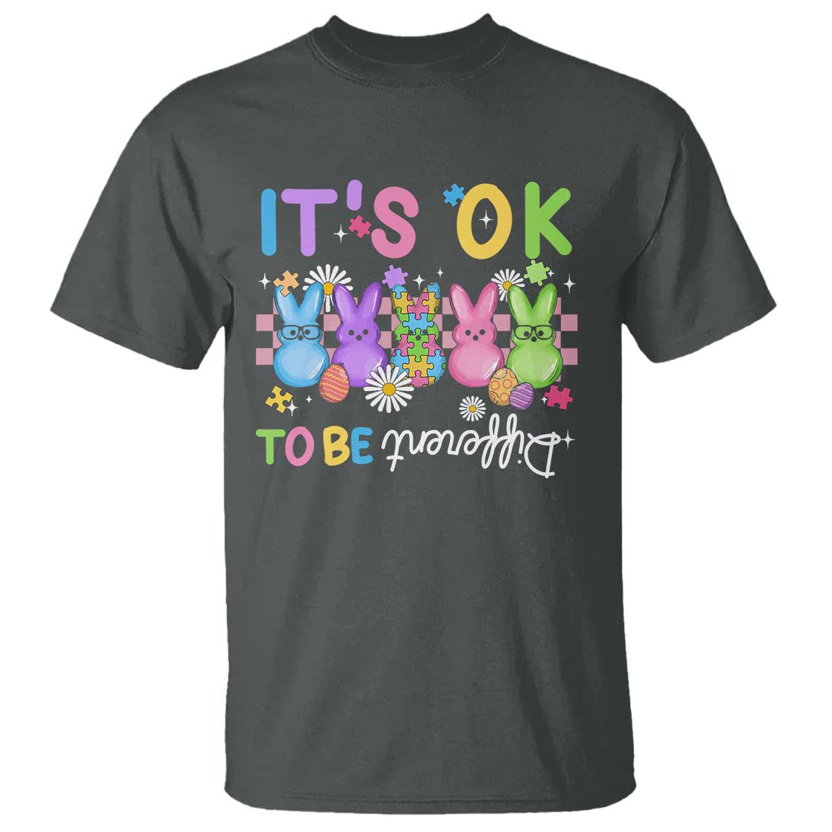 It’s Okay To Be Different T Shirt Bunny Puzzle Autism Support Easter