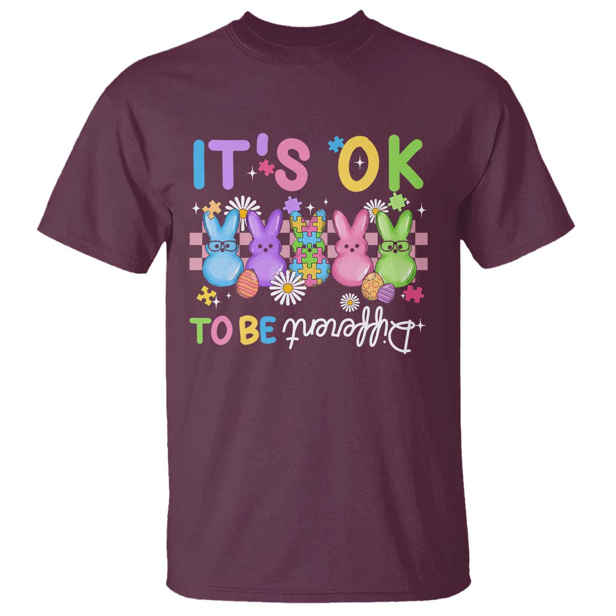 It’s Okay To Be Different T Shirt Bunny Puzzle Autism Support Easter
