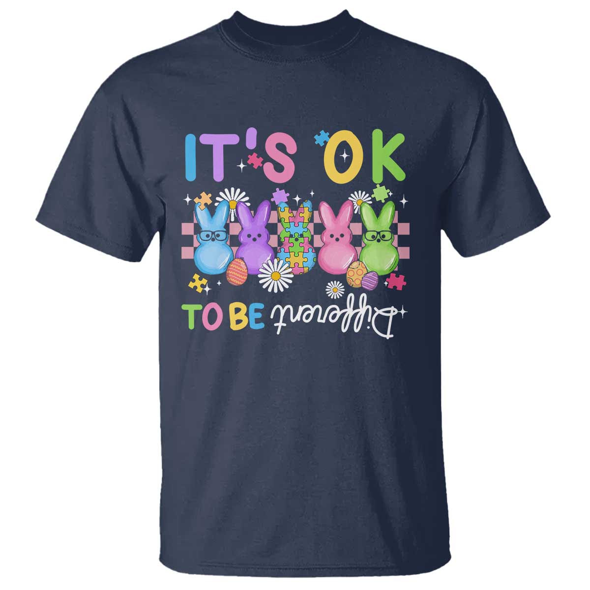 It’s Okay To Be Different T Shirt Bunny Puzzle Autism Support Easter