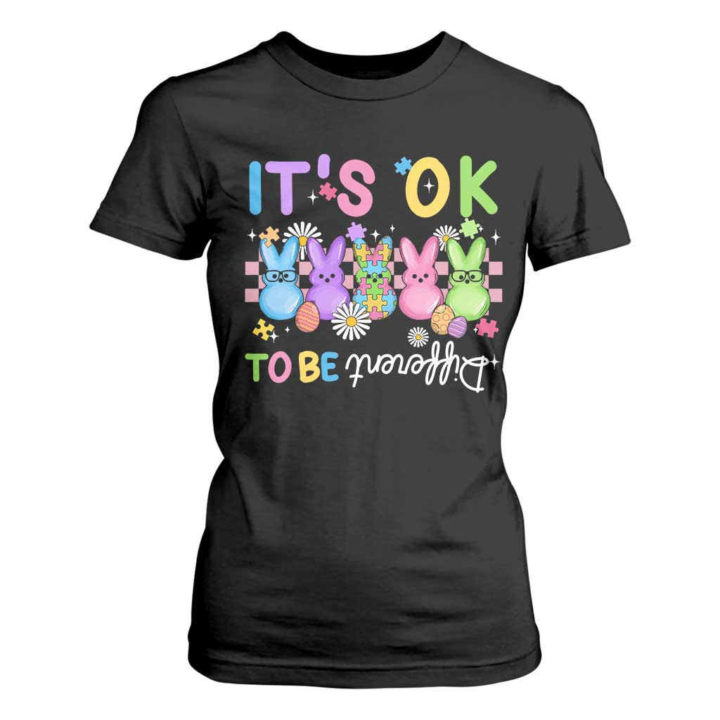 It’s Okay To Be Different T Shirt For Women Bunny Puzzle Autism Support Easter