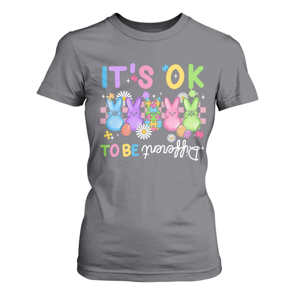 It’s Okay To Be Different T Shirt For Women Bunny Puzzle Autism Support Easter