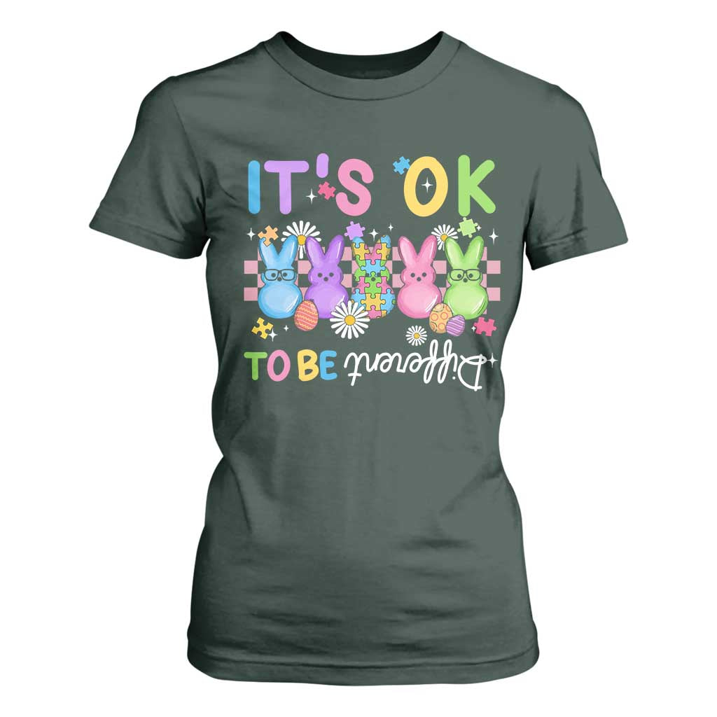 It’s Okay To Be Different T Shirt For Women Bunny Puzzle Autism Support Easter