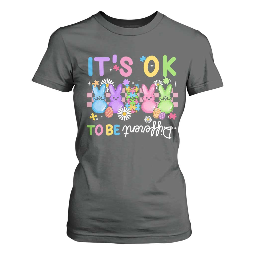 It’s Okay To Be Different T Shirt For Women Bunny Puzzle Autism Support Easter