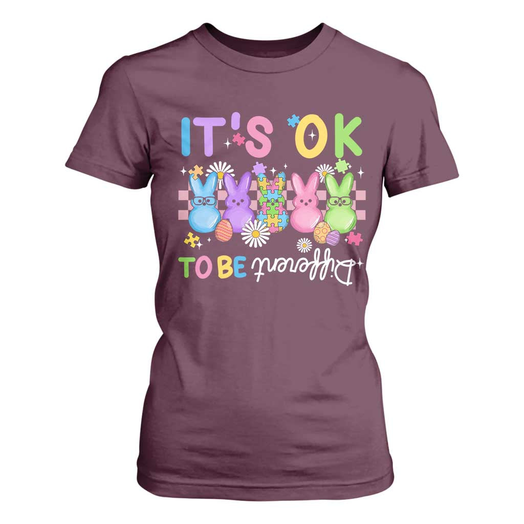 It’s Okay To Be Different T Shirt For Women Bunny Puzzle Autism Support Easter
