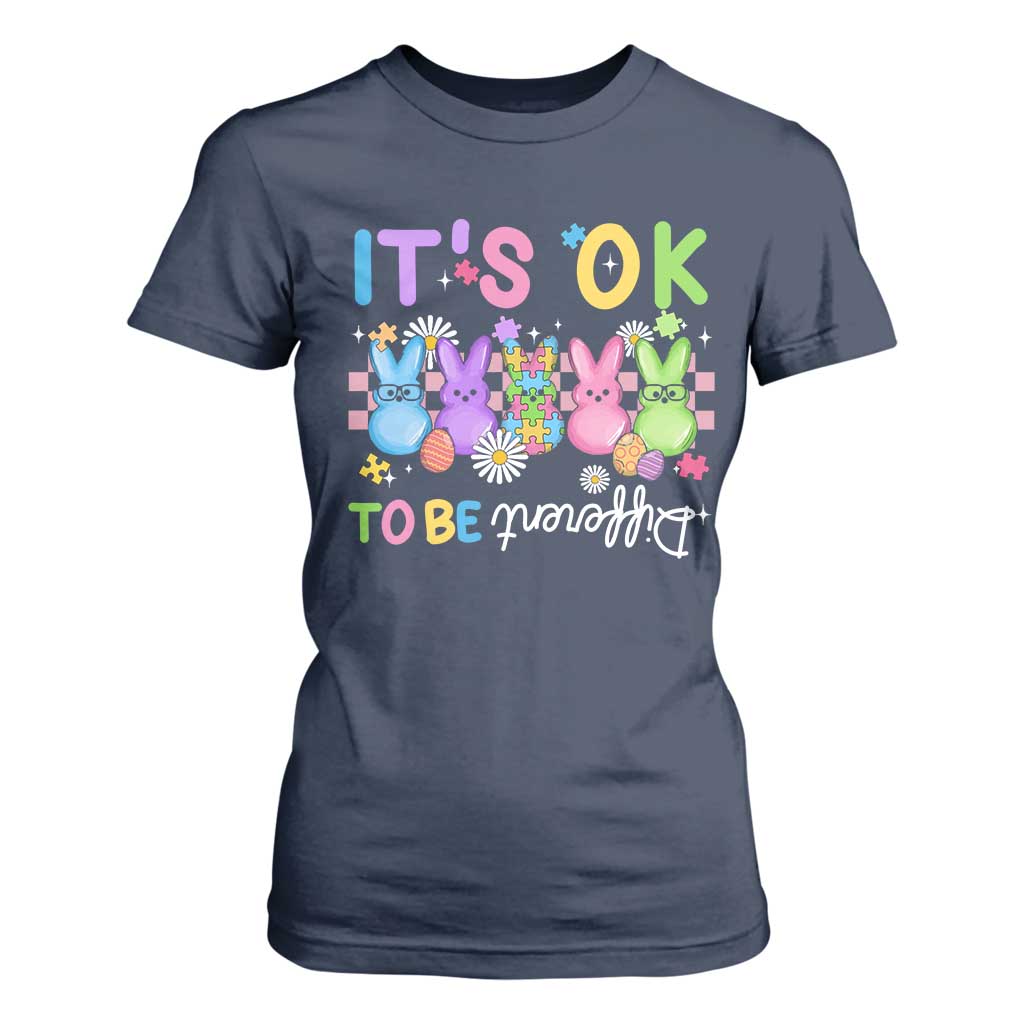 It’s Okay To Be Different T Shirt For Women Bunny Puzzle Autism Support Easter