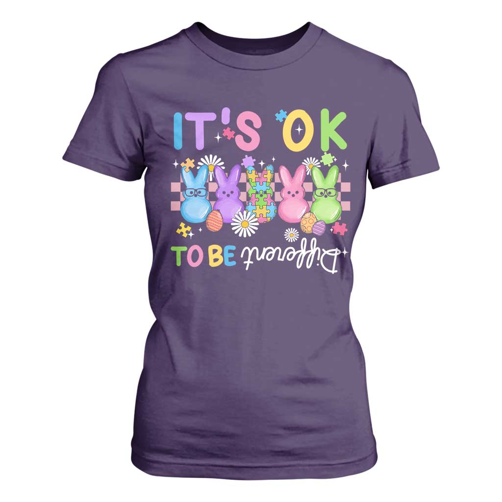 It’s Okay To Be Different T Shirt For Women Bunny Puzzle Autism Support Easter