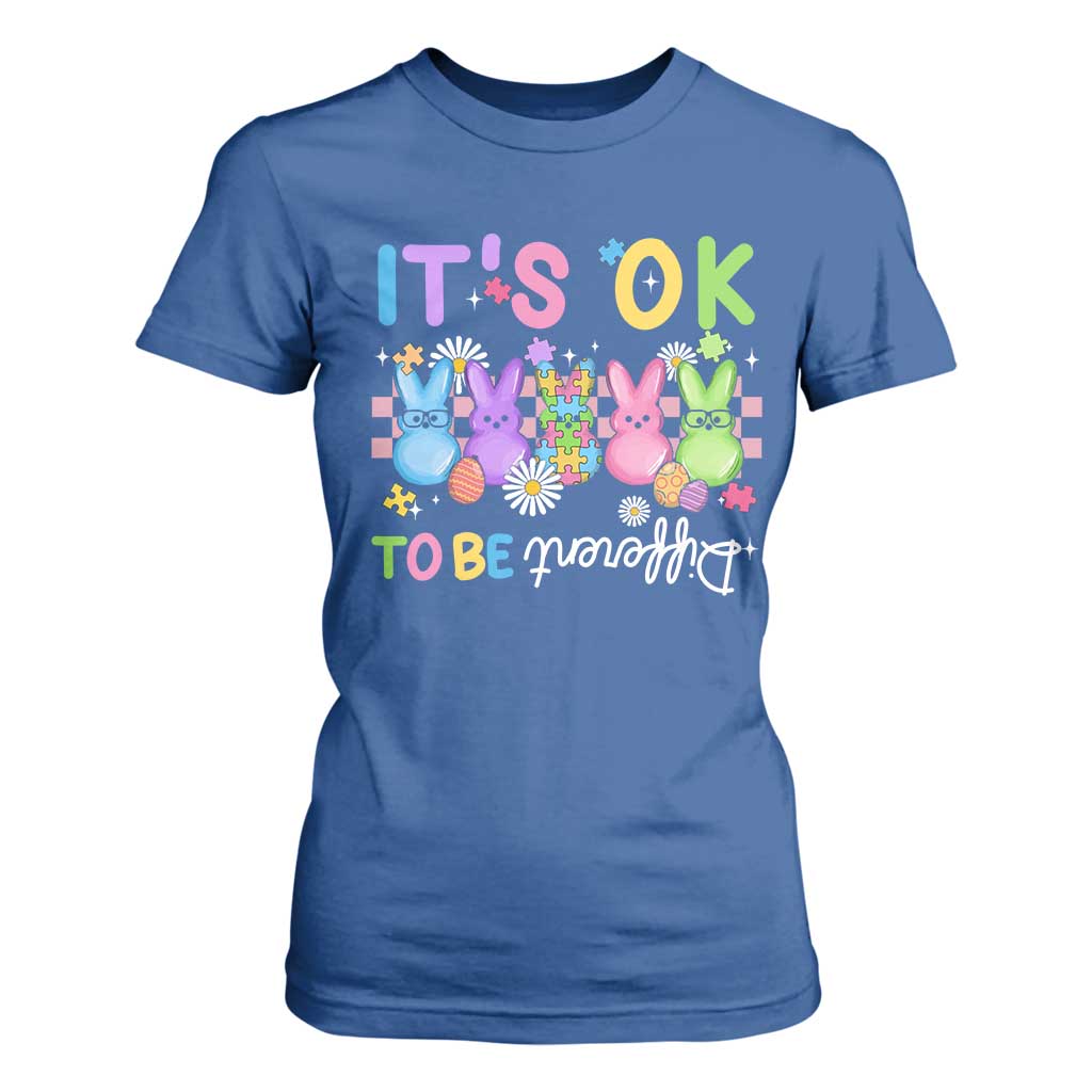 It’s Okay To Be Different T Shirt For Women Bunny Puzzle Autism Support Easter