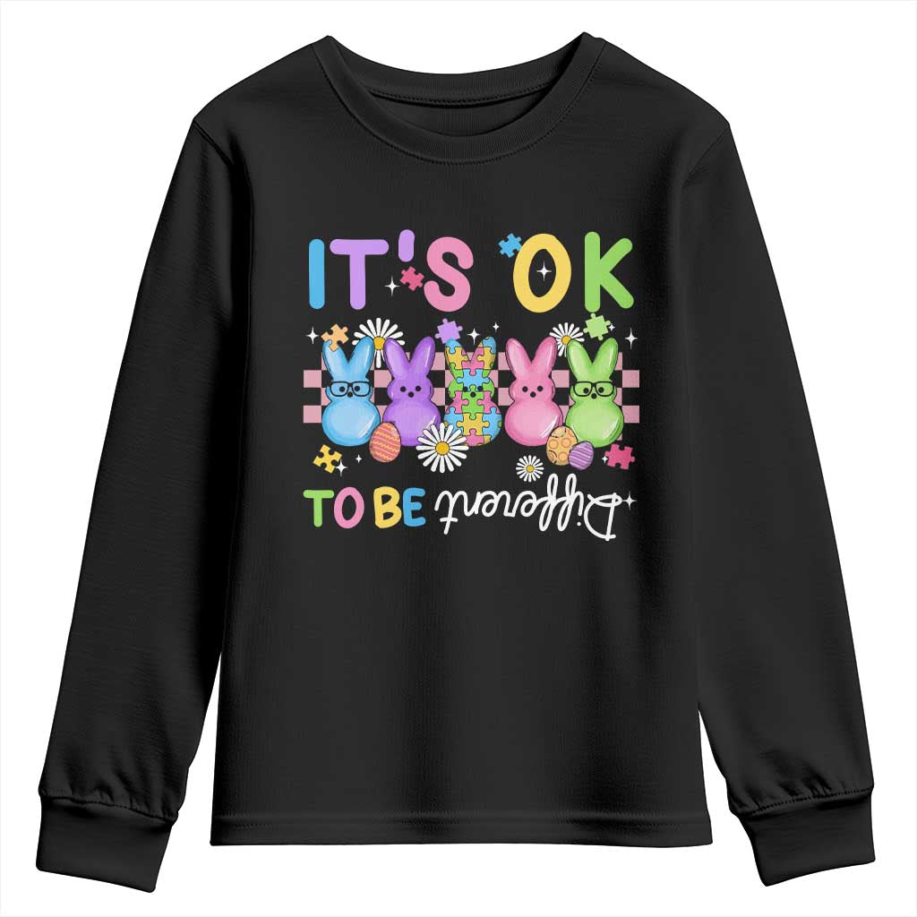 It’s Okay To Be Different Youth Sweatshirt Bunny Puzzle Autism Support Easter