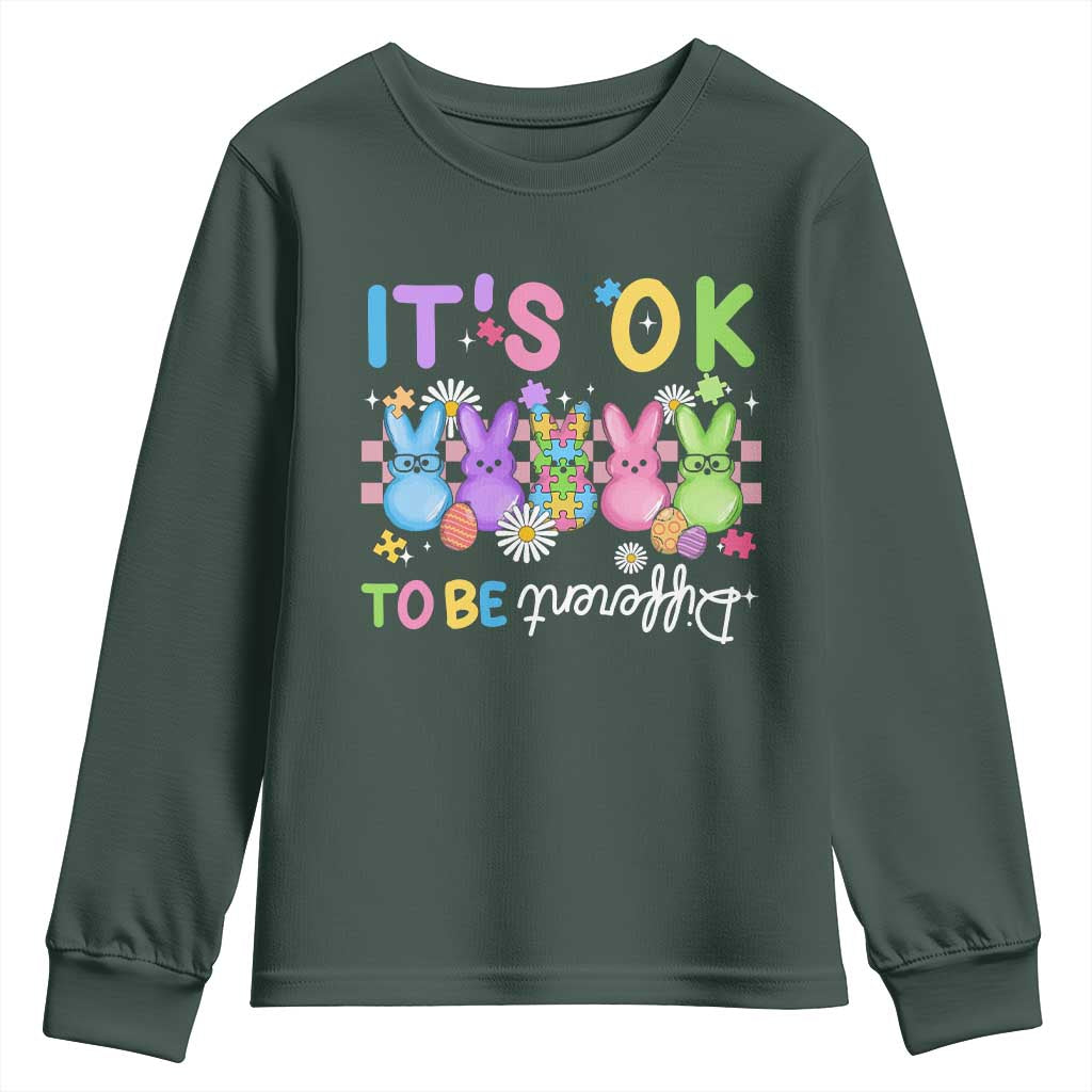 It’s Okay To Be Different Youth Sweatshirt Bunny Puzzle Autism Support Easter
