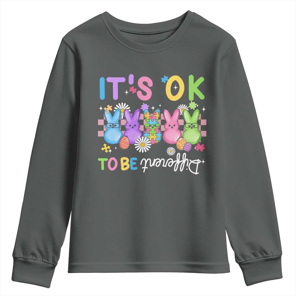 It’s Okay To Be Different Youth Sweatshirt Bunny Puzzle Autism Support Easter