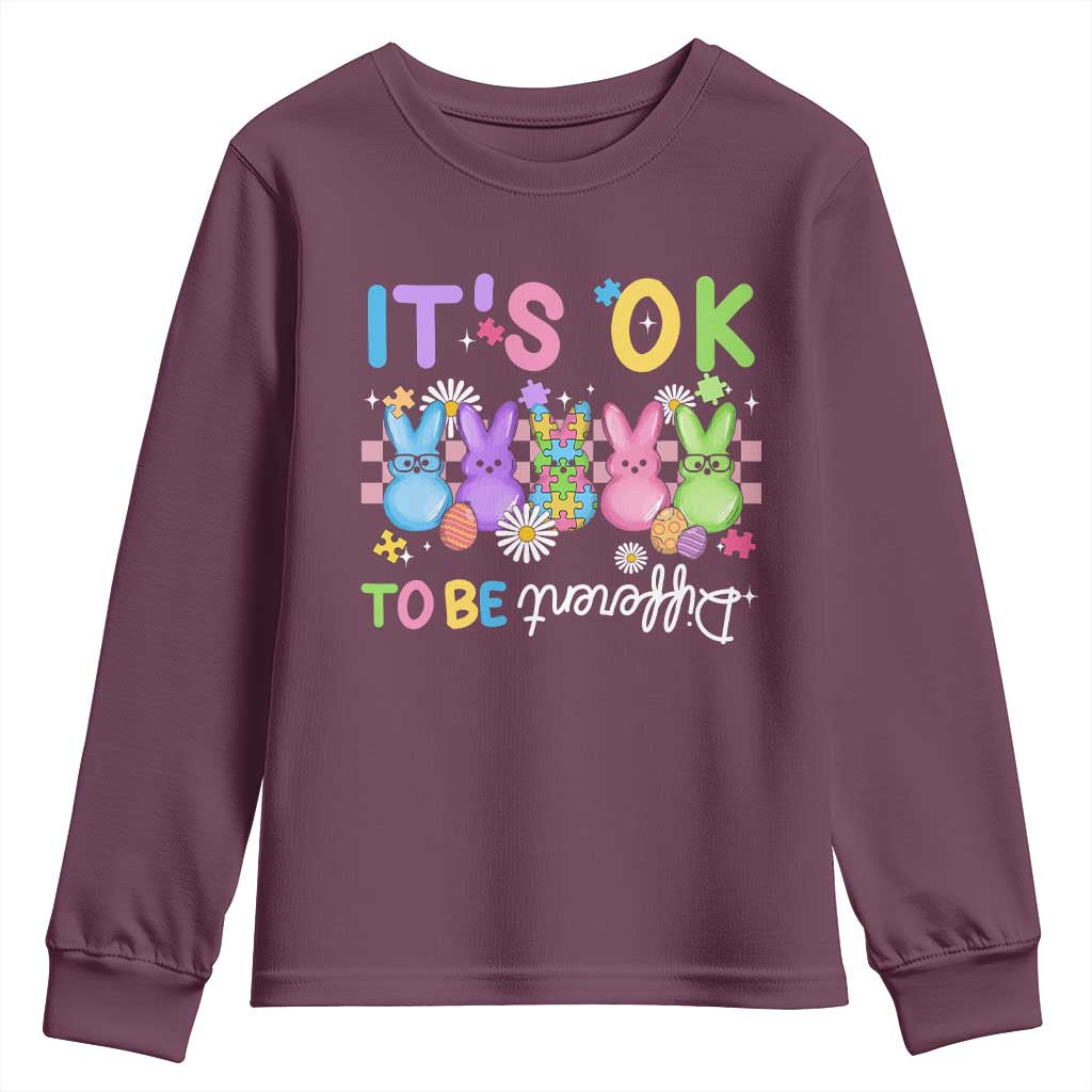 It’s Okay To Be Different Youth Sweatshirt Bunny Puzzle Autism Support Easter