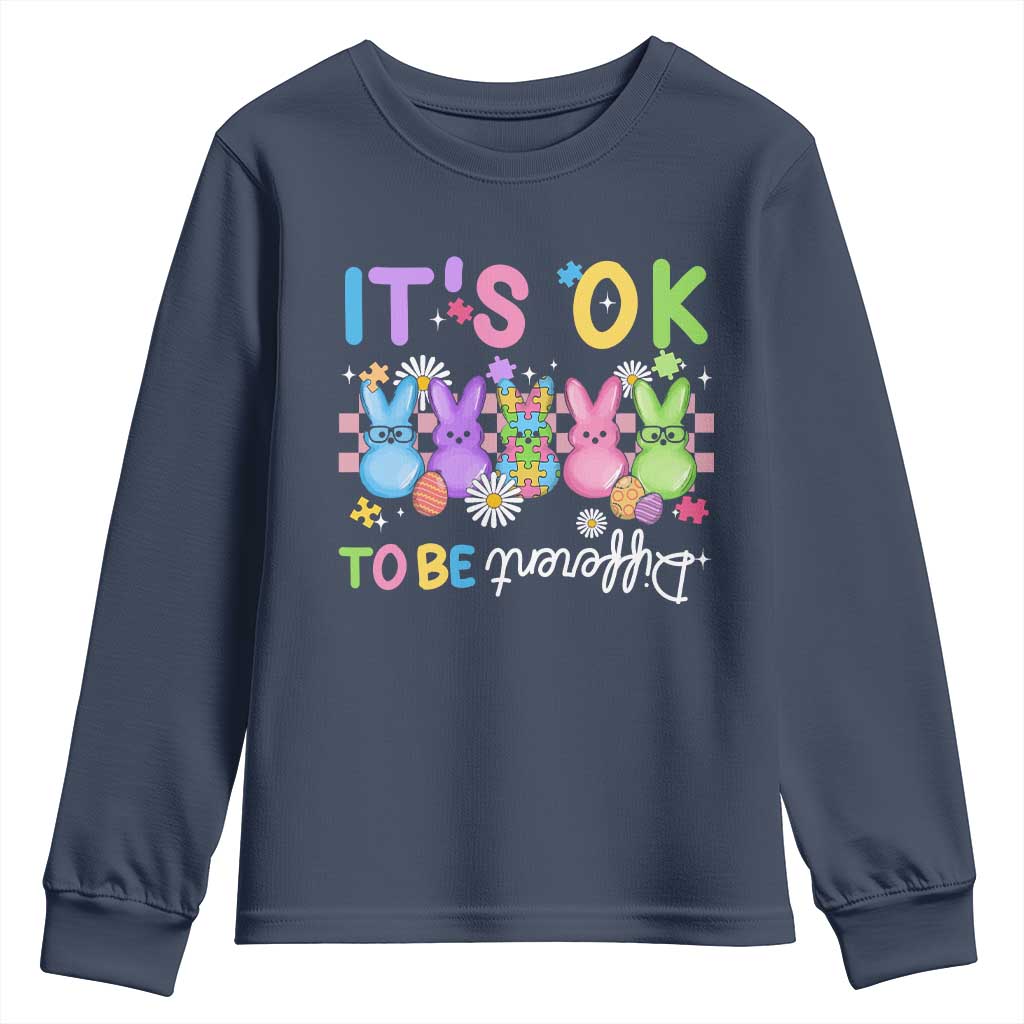 It’s Okay To Be Different Youth Sweatshirt Bunny Puzzle Autism Support Easter