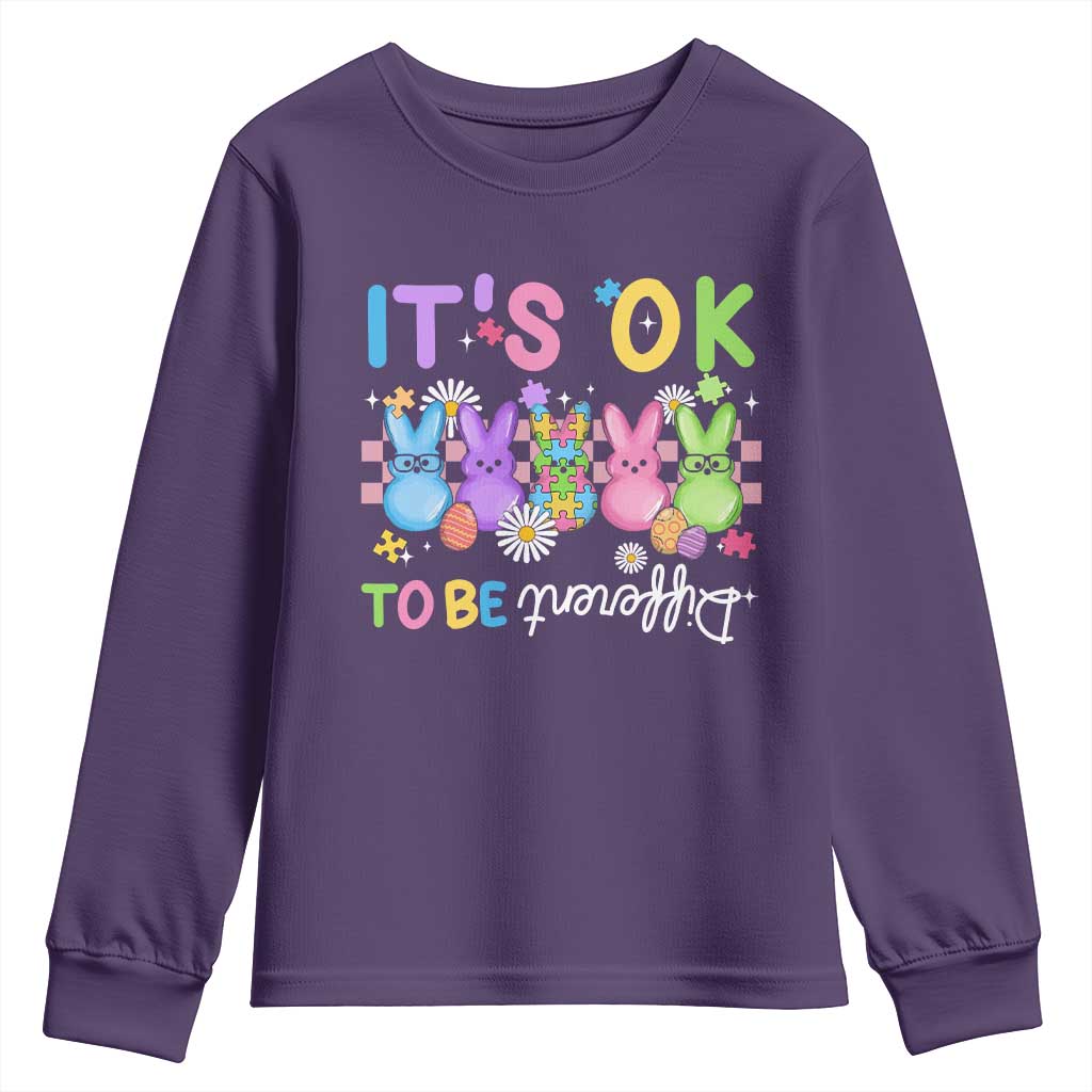 It’s Okay To Be Different Youth Sweatshirt Bunny Puzzle Autism Support Easter