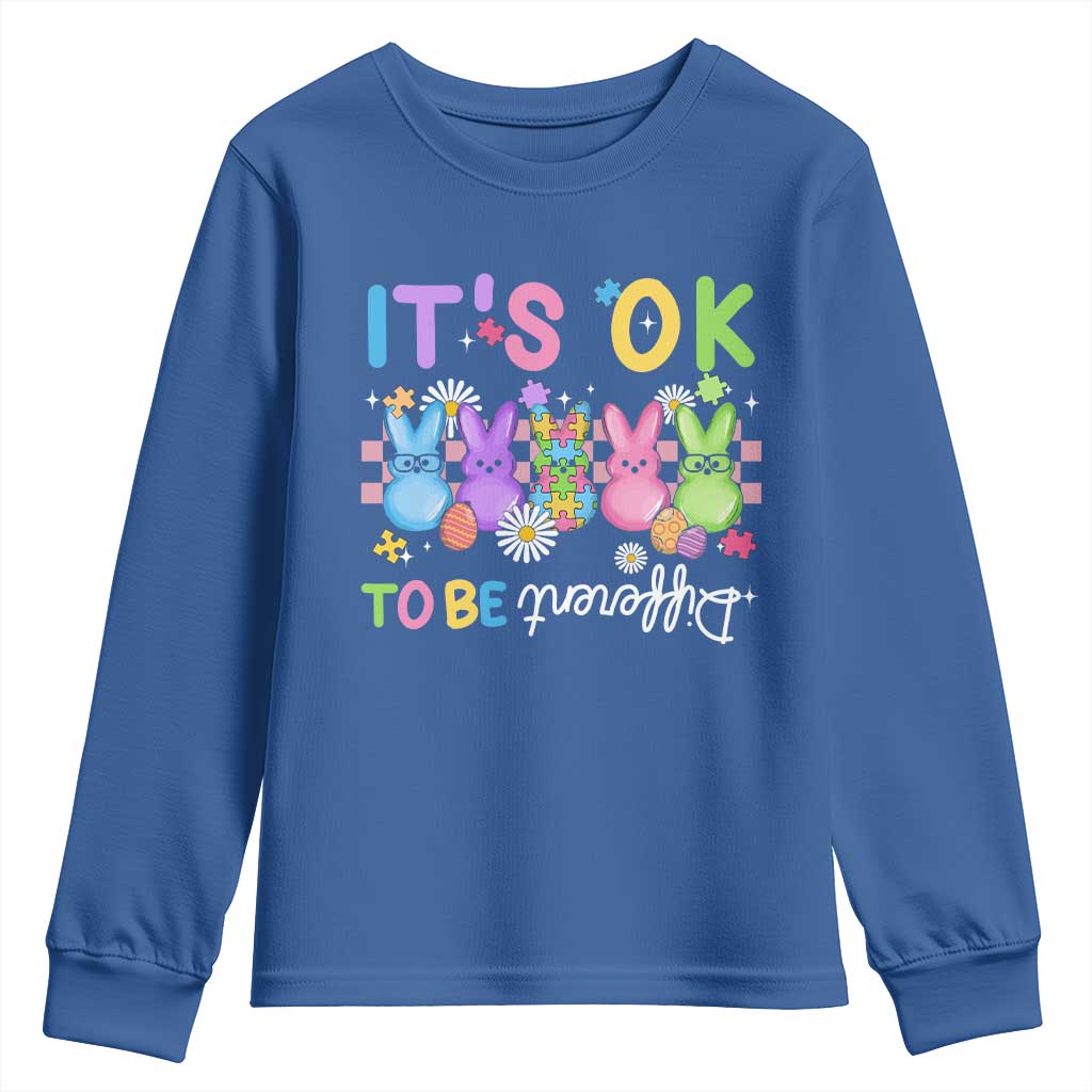 It’s Okay To Be Different Youth Sweatshirt Bunny Puzzle Autism Support Easter