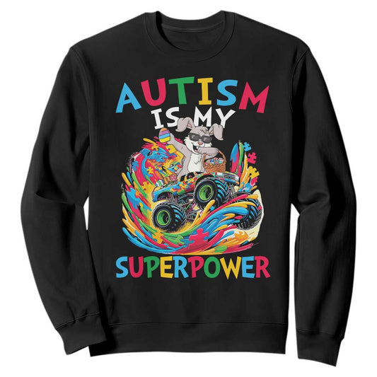 Autism Support Easter Sweatshirt Dabbing Bunny Monster Truck Lovers