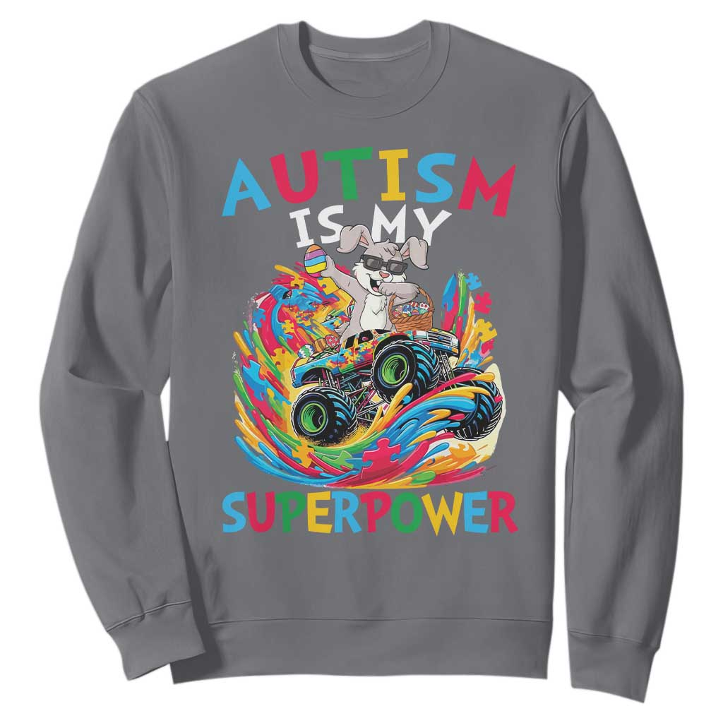 Autism Support Easter Sweatshirt Dabbing Bunny Monster Truck Lovers