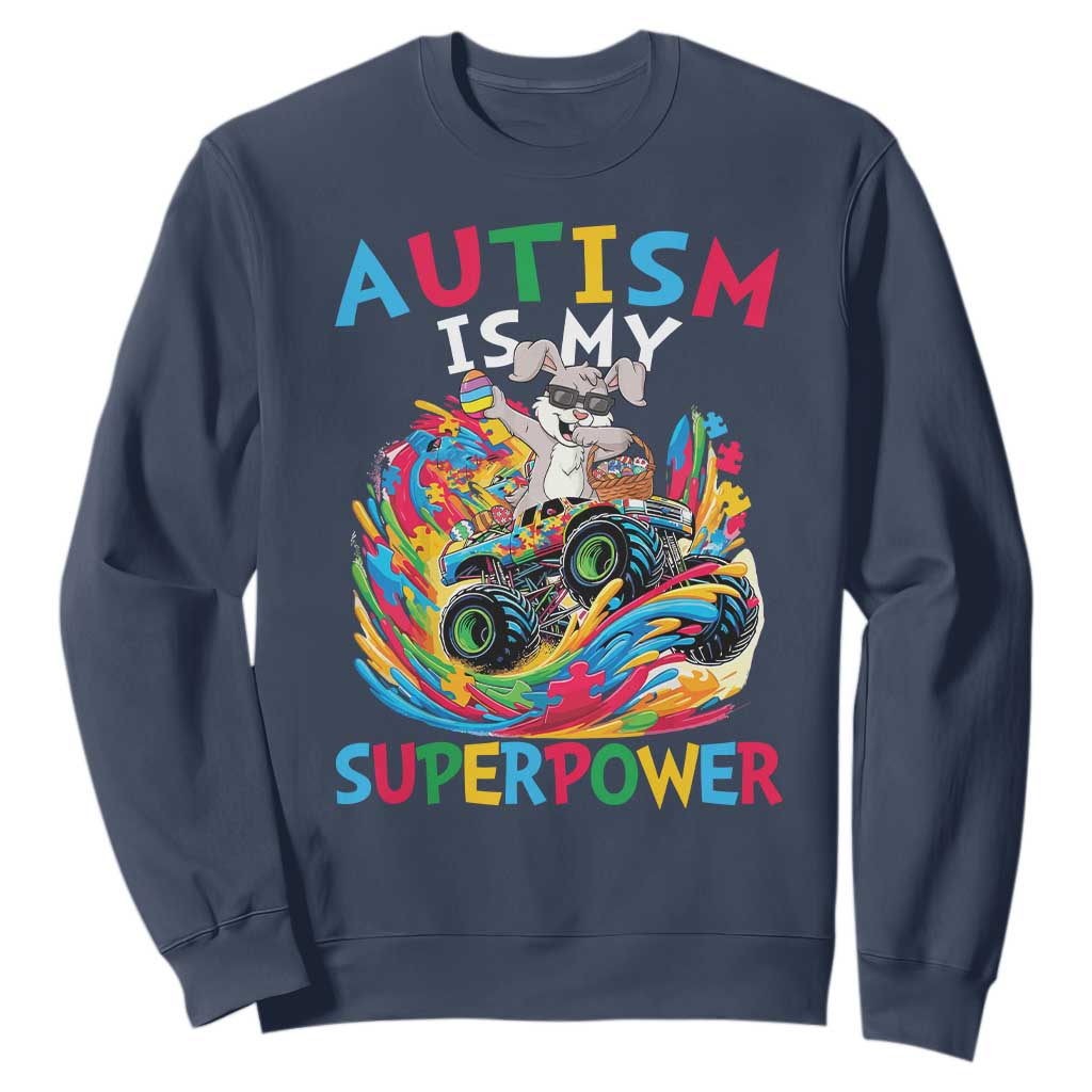 Autism Support Easter Sweatshirt Dabbing Bunny Monster Truck Lovers