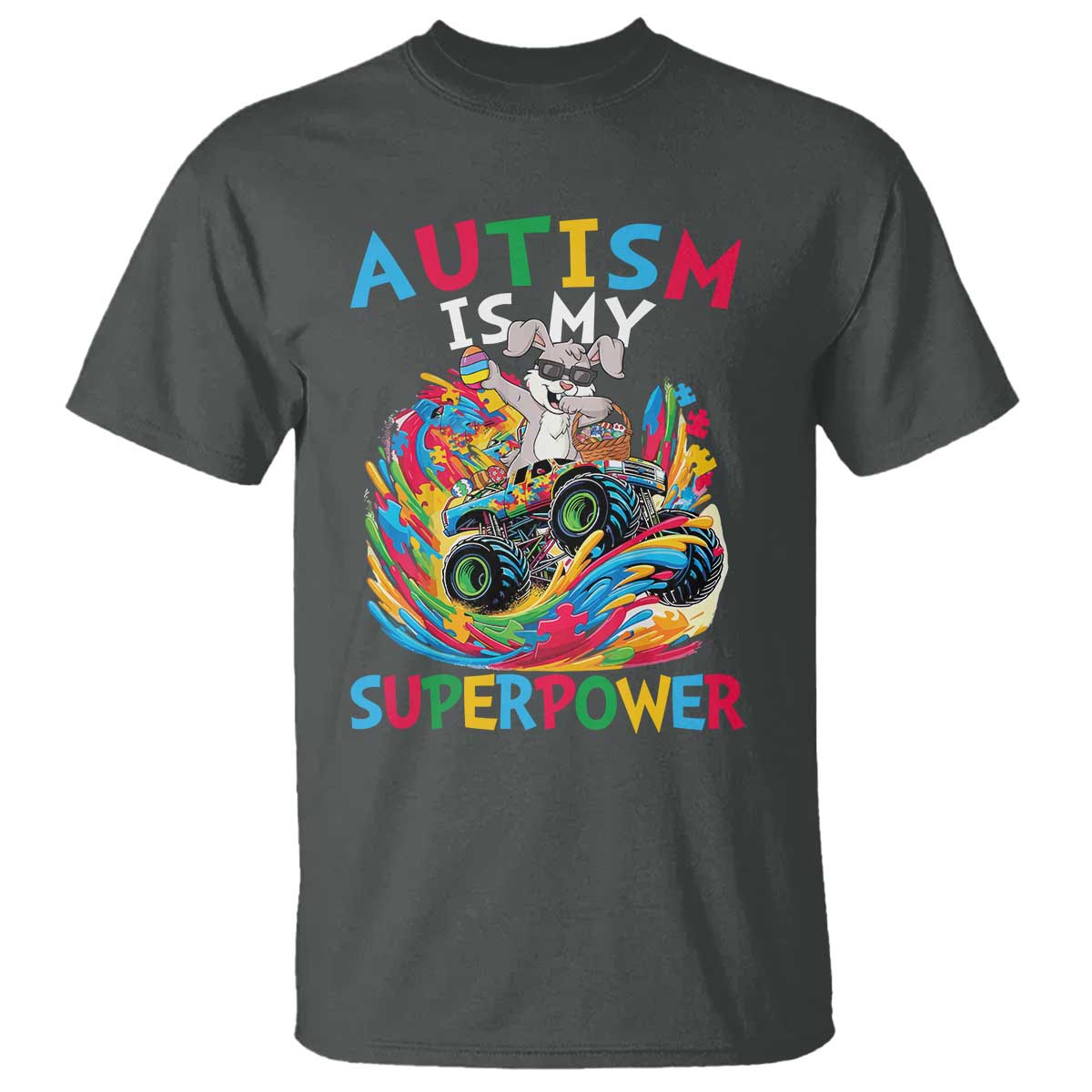 Autism Support Easter T Shirt Dabbing Bunny Monster Truck Lovers