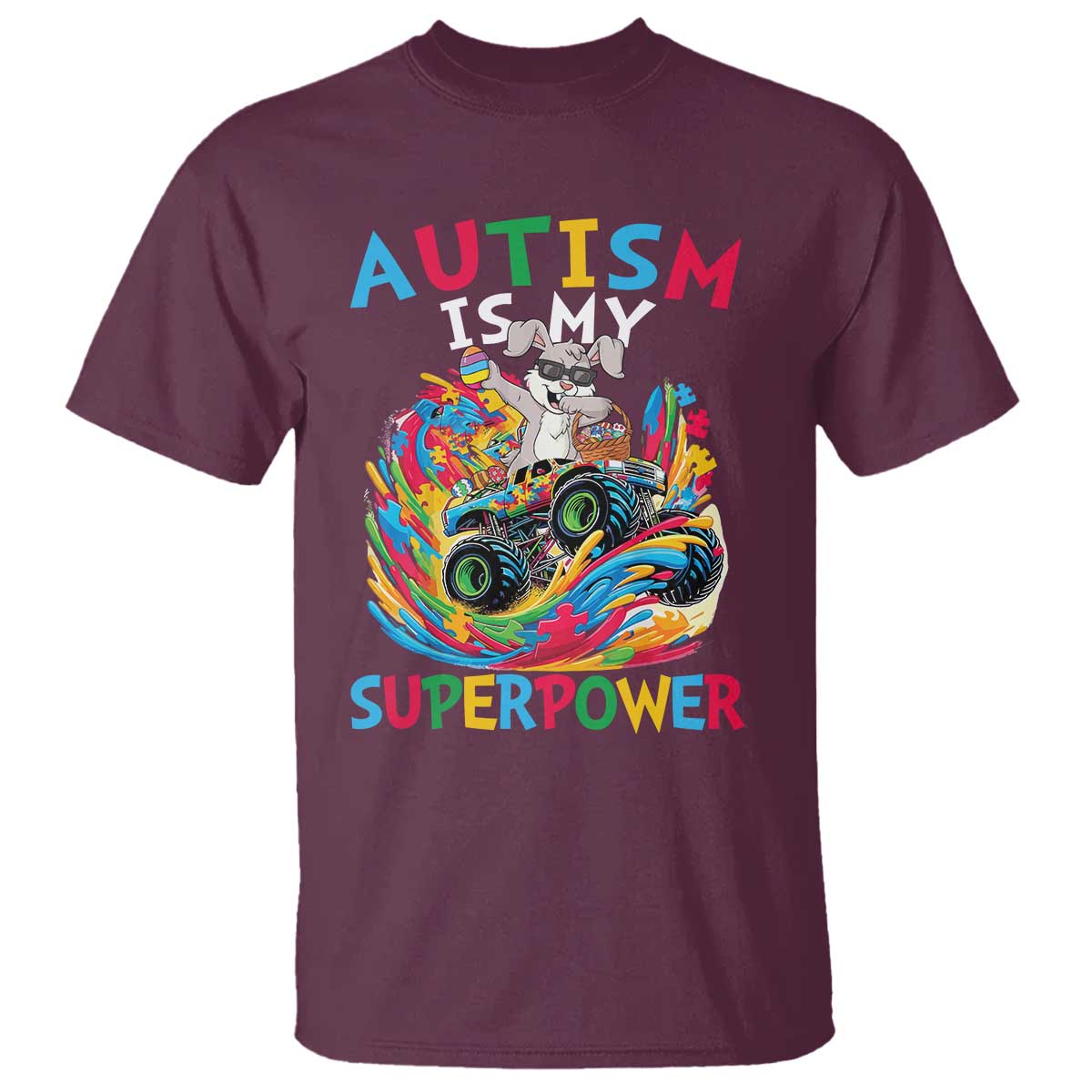 Autism Support Easter T Shirt Dabbing Bunny Monster Truck Lovers