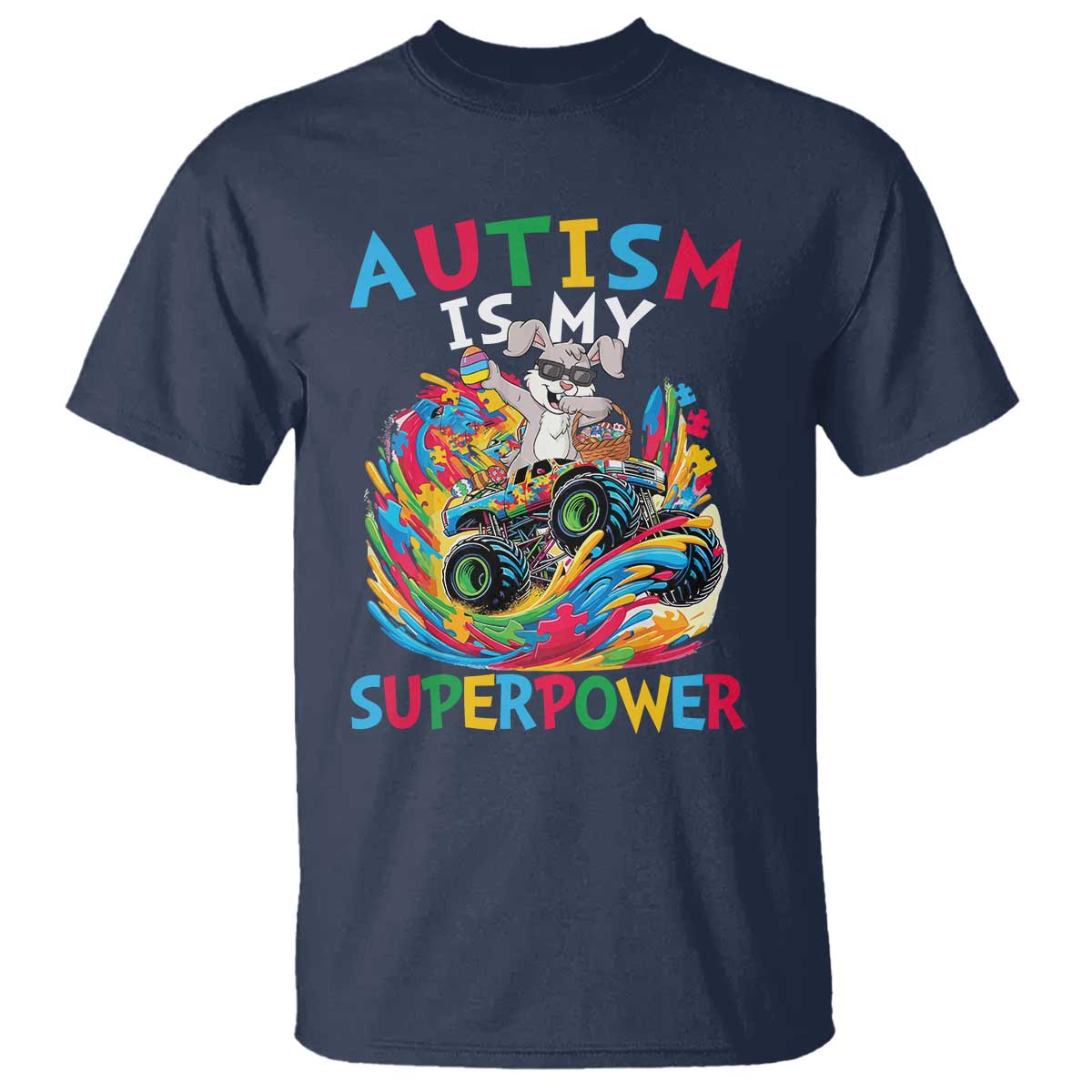 Autism Support Easter T Shirt Dabbing Bunny Monster Truck Lovers