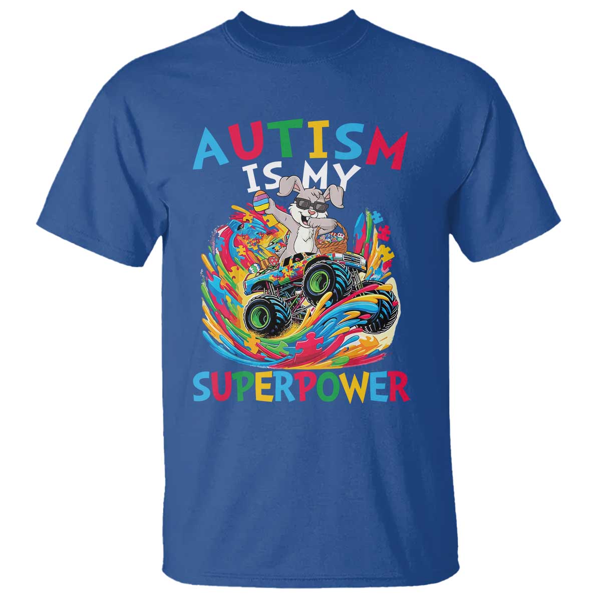 Autism Support Easter T Shirt Dabbing Bunny Monster Truck Lovers