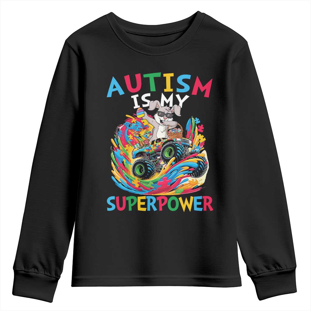 Autism Support Easter Youth Sweatshirt Dabbing Bunny Monster Truck Lovers
