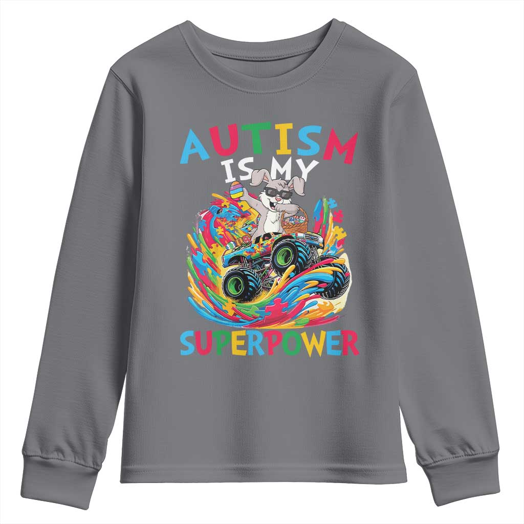 Autism Support Easter Youth Sweatshirt Dabbing Bunny Monster Truck Lovers