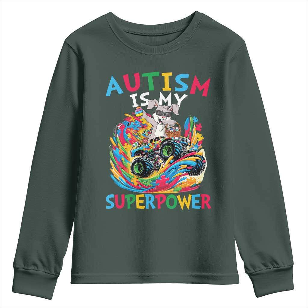 Autism Support Easter Youth Sweatshirt Dabbing Bunny Monster Truck Lovers